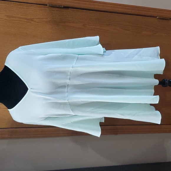 Seven7 Melissa Mccarthy mint sheer flare bell sleeve long tunic top - Picture 1 of 7